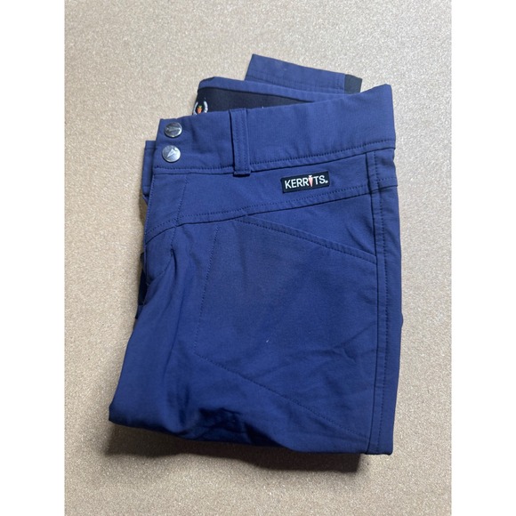 Kerrits Equestrian Riding Pants Women's Blue Knee Patch Pull On Stretch Size S - Picture 1 of 11